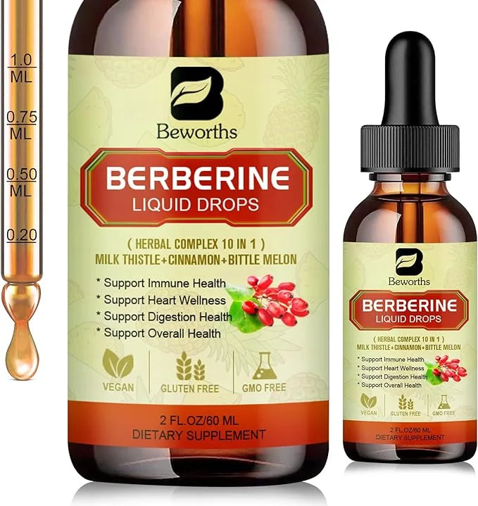 Berberine Supplement with Ceylon Cinnamon - Berberine Liquid Drops with Turmeric Curcumin, Ceylon Cinnamon, Bitter Melon, ...