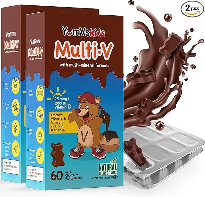 YUM-V'S - Kids Multivitamin Chewable Chocolate Bears - Multivitamin for Kids Supplement - 16 Vitamins & Minerals - Vitamin...
