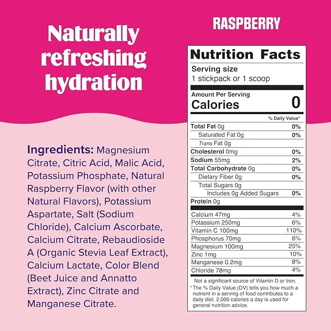 Ultima Replenisher Daily Electrolyte Powder Drink Mix – Raspberry, 30 Servings – Hydration Powder with 6 Key Electrolytes ...