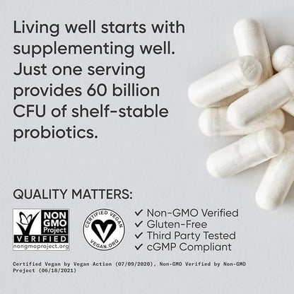 Sports Research Daily Probiotics with Prebiotics, 60 Billion CFU - Vegan Capsules for Gut Health & Digestive Support, Prob...