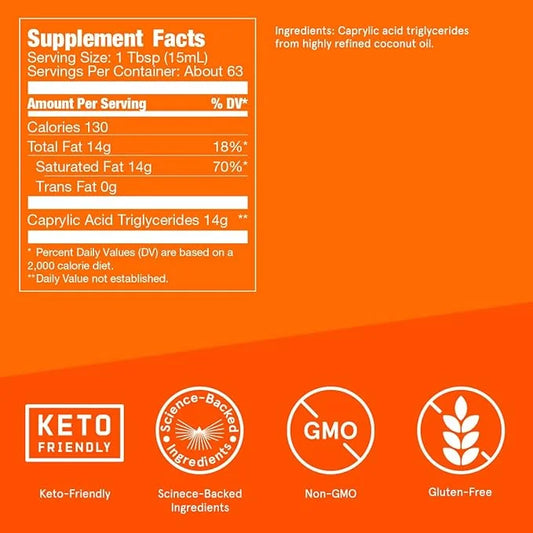 Bulletproof Brain Octane C8 MCT Oil, 32 Ounces (Pack of 3), Keto Supplement for Sustained Energy and Craving Support - Pro...