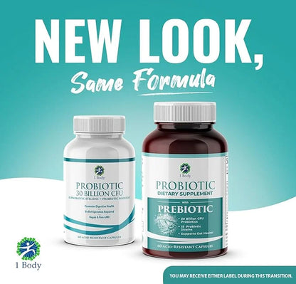 1 Body 30 Billion CFU Probiotic 180 Vegetarian