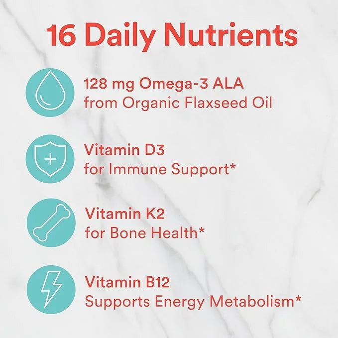 SmartyPants Organic Kids & Toddler Multivitamin 3 (ALA), D3, C, B12, B6, B6, Vitamin K2 & 180 Count