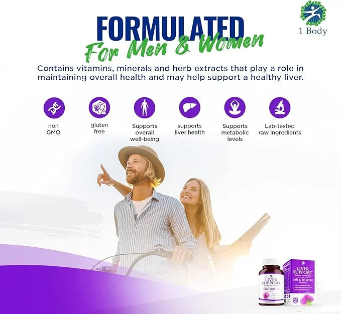 1 Body Liver Support Supplement B12 & 60 Vegan
