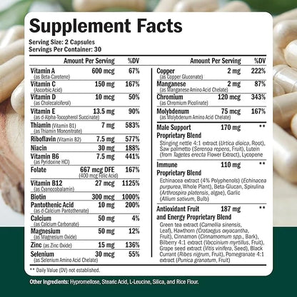 Multivitamin for Men B12, Zinc,