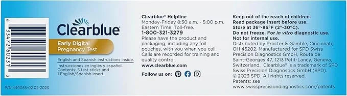 Clearblue Early Digital Pregnancy Test, Early 5 Ct