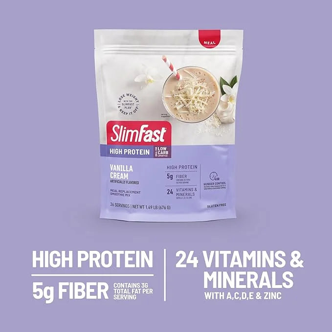 SlimFast High Protein Meal Replacement Powder, 26 Servings, Advanced Nutrition Smoothie Mix with Vitamin and Mineral Blend...