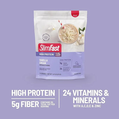 SlimFast High Protein Meal Replacement Powder, 26 Servings, Advanced Nutrition Smoothie Mix with Vitamin and Mineral Blend...