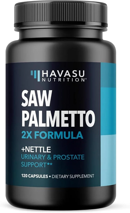 Saw Palmetto with Stinging Nettle Capsules - 2X Prostate Support Supplement for Men’s Health - 120 Count - DHT Blocker for...