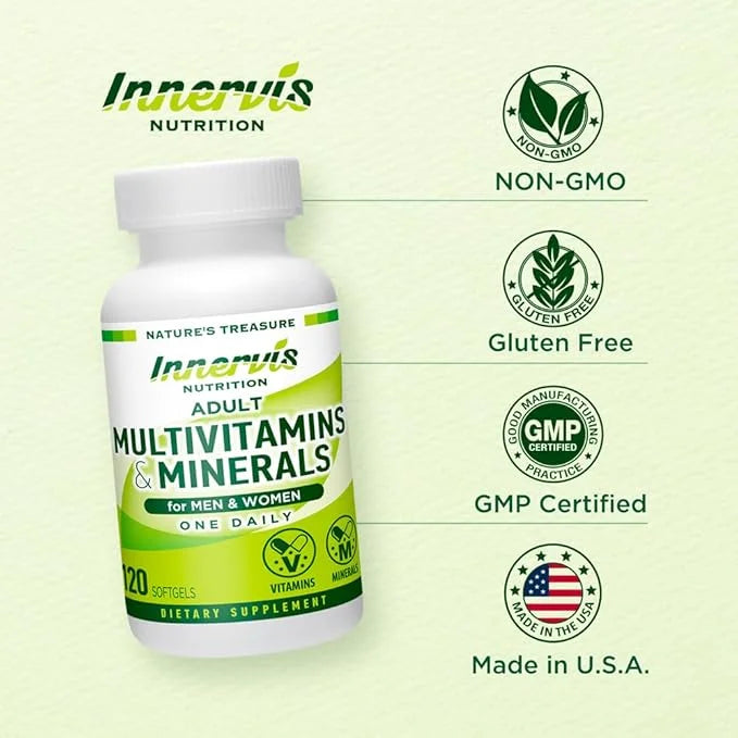 Adult Multivitamins & Minerals for Men and Women Immune Support Antioxidant Overall Health 120 Softgels Supplement - Produ...