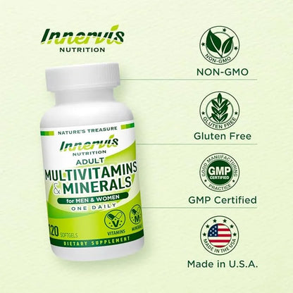 Adult Multivitamins & Minerals for Men and Women Immune Support Antioxidant Overall Health 120 Softgels Supplement - Produ...