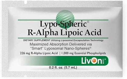 LivOn Laboratories Lypo-Spheric R-Alpha Lipoic Acid 30 Packets 226mg Per 100% Non-GMO