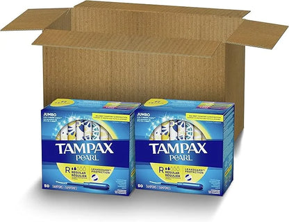 Tampax Pearl Tampons Regular Absorbency, 50 Count 2 Packs (100 Count