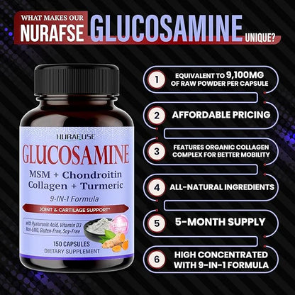 GLUCOSAMINE 9-in-1 Formula D3 Non-GMO,
