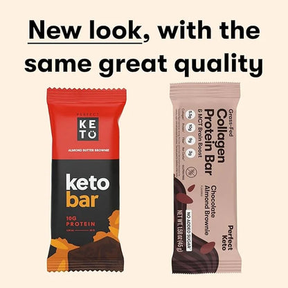 Perfect Keto Collagen Protein Bar, Gluten Free with Grass Fed Collagen + MCT Oil, Low Carb, No Sugar Added, High Protein S...