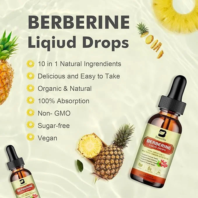 Berberine Supplement with Ceylon Cinnamon - Berberine Liquid Drops with Turmeric Curcumin, Ceylon Cinnamon, Bitter Melon, ...