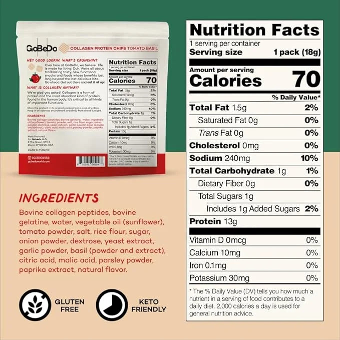 10-Pack Collagen Protein Chips - Sweet Chilli Pepper & Tomato Basil Flavors - 13g Protein Per Bag, GMO-Free, Gluten-Free, ...