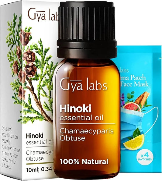 Gya Labs Hinoki Essential Oil for Diffuser & Skin - 0.34 Fl Oz - 100% Pure Natural Hinoki Oil for Hair, Massage, Aromather...