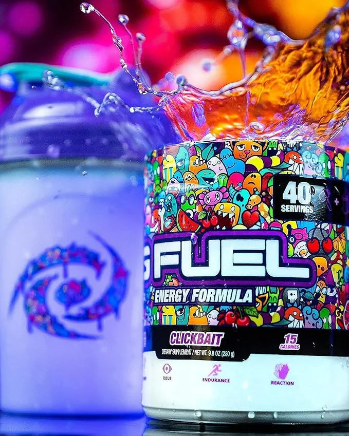 G Fuel Clickbait Energy Drink Powder, Pre Workout Caffeine Mix for Gaming, Sugar Free Focus Amino, Vitamin + Antioxidants,...