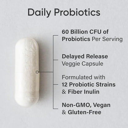 Sports Research Daily Probiotics with Prebiotics, 60 Billion CFU - Vegan Capsules for Gut Health & Digestive Support, Prob...