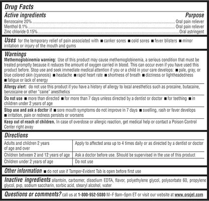 Orajel 3X for Mouth Sores: Maximum 0.42oz- From #1 Oral