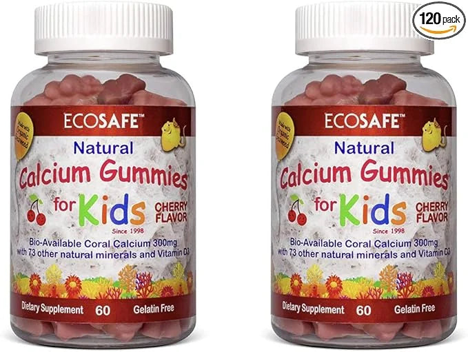 Coral Calcium Vitamin D3 Kids Gummy, 300 mg 800 IU D3-60 Gummies (2 Pack)