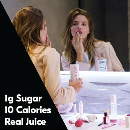 Tru Glow Seltzer, Biotin Beauty Drinks with Vitamin A, Raspberry Fruit Juice Flavored Sparkling Water, Caffeine Free, Kosh...