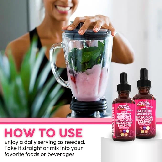Liquid Probiotics for Women Drops with Chasteberry, Black Cohosh, Prebiotics, Digestive Enzymes, Evening Primrose Oil, Wil...