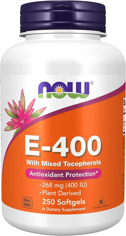 NOW Supplements, Vitamin E-400 IU Mixed 250 Softgels