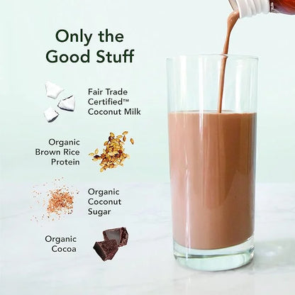 ALOHA Organic Plant Based Chocolate Sea Salt Protein Shake w/MCT Oil (12 ct, 12oz Bottle) 20g Protein, Meal Replacement, L...