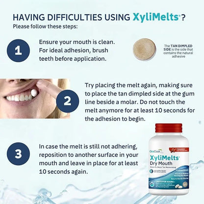 OraCoat XyliMelts Dry Mouth Relief Moisturizing Stick-On-Melts with Xylitol, 230 Count, Cinnamon, Helps Stimulate Saliva f...