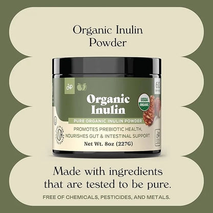 Pure Organic Inulin Powder Fiber Supplement 8oz Digestion