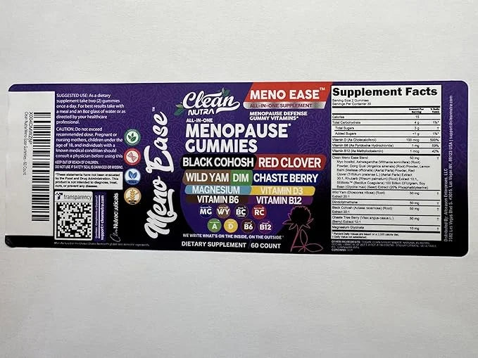 Menopause Supplement For Women Gummies with Black Cohosh, Wild Yam Magnesium, Red Clover For Menopause Relief Hormone Bala...