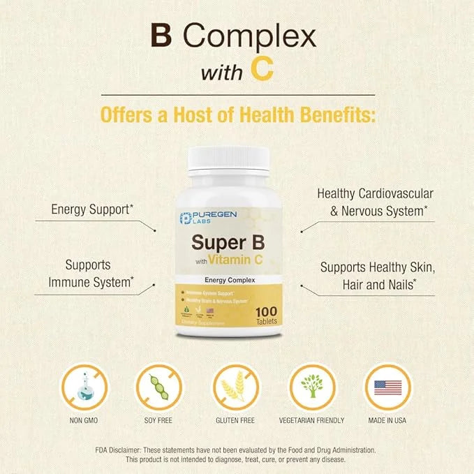 Puregen Labs Super B Energy Complex 100 Vegetarian