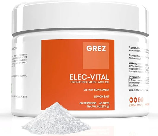 GREZ ELEC-Vital Electrolytes Powder No Sugar - Hydration Powder, Keto Electrolytes No Sugar - Complete Mineral Support, So...