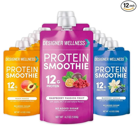 Designer Wellness Protein Smoothie, Real Fruit, 12g Protein, Low Carb, Zero Added Sugar, Gluten-Free, Non-GMO, No Artifici...