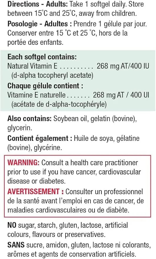 JamiesonVitamin E 400 IU . Bonus 100+20 Softgels