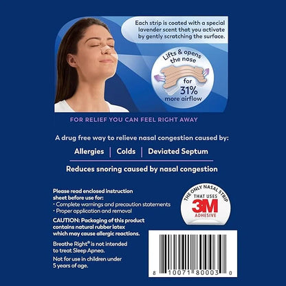 Breathe Right Nasal Strips Lavender Scent 26ct (packaging