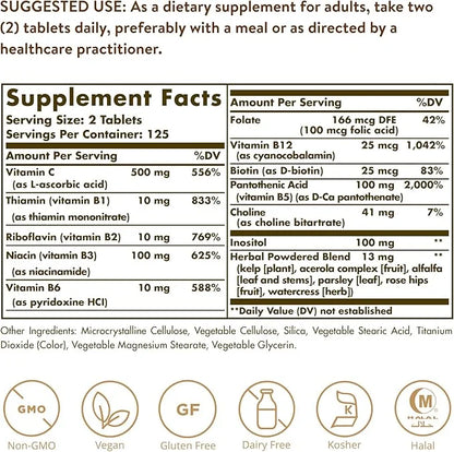 Solgar B-Complex with Vitamin C Stress 250 Tablets 125 Servings