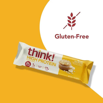 think! Protein Bars, High Protein Snacks, Gluten Free, High Fiber, Banana Oat Muffin, 10 Count - Product Image