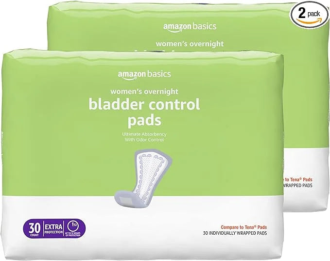 Amazon Basics Women's Incontinence Pads, Bladder 60 Count, (2 Packs 30)