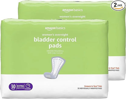 Amazon Basics Women's Incontinence Pads, Bladder 60 Count, (2 Packs 30)