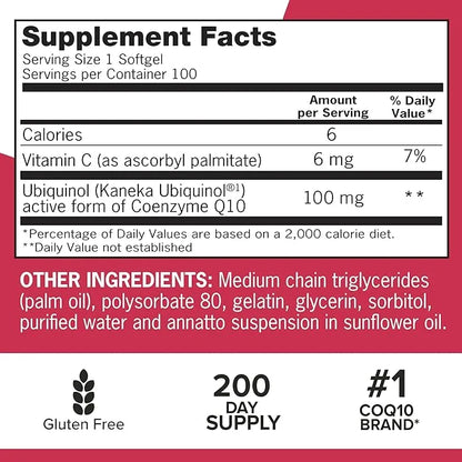 Qunol Mega Ubiquinol CoQ10 100mg Softgels- Q10 for 100 Count 2)