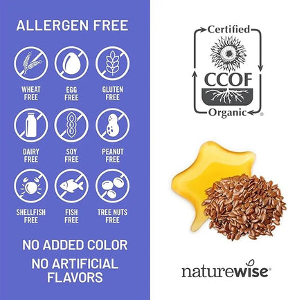 NatureWise Flaxseed Oil 1200 mg, Fish Free Omega 3 6 9 with 720mg ALA, Dietary Supplement for Heart Health Support - Organ...