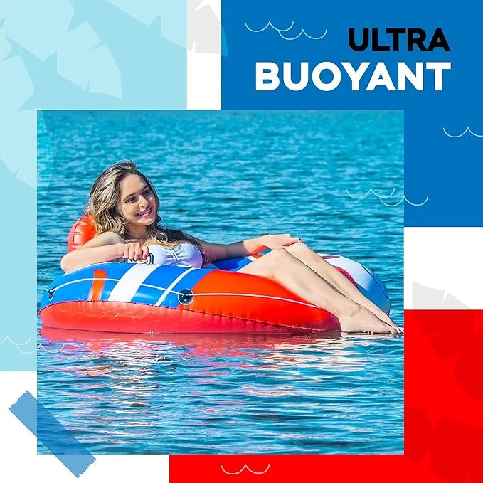 2025 New & Upgraded Sunlite Sports Heavy Duty River Tube Inflatable, Premium Water Float to Lounge Above Lake and River, O...