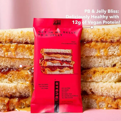 TRUBAR Vegan Protein Bar, Get In My Belly Pb & Jelly, Gluten Free, Plant Based, High Fiber, Dairy Free, Low Fat, Non GMO, ...