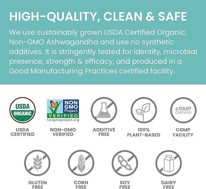 Himalaya 100% USDA Certified Organic Ashwagandha 4 Oz, 45 Day