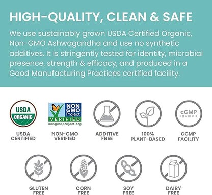 Himalaya 100% USDA Certified Organic Ashwagandha 4 Oz, 45 Day