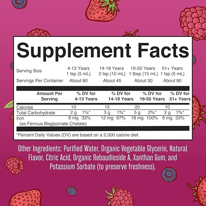 MaryRuth Organics Iron Supplement for Women Men & Kids, Liquid Iron Supplement for Women Men & Kids, Iron for Healthy Bloo...