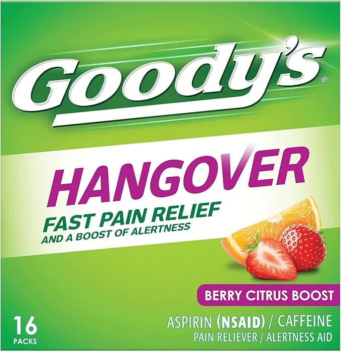 Goody's Hangover Powders, Fast Pain Relief & Boost Of Alertness, Berry Citrus Flavor Dissolve Packs, 16 Individual Packets...